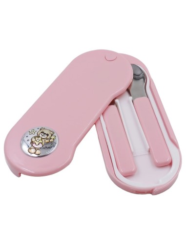 Pink Baby Girl Cutlery Set with Bear