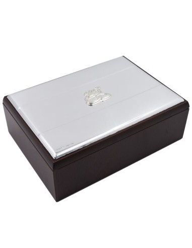 25th Anniversary Wooden Jewelry Box with Silver Cover