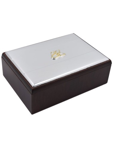 50th Anniversary Wooden Jewelry Box with Silver Cover