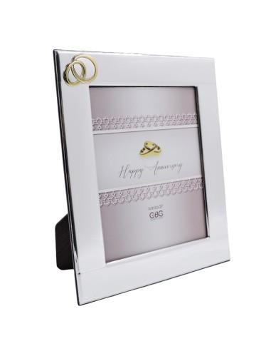 PVD Silver Wedding Photo Frame 5 x 7 Golden Rings