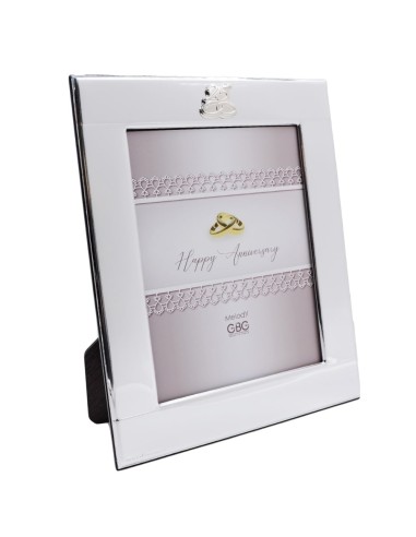 PVD Silver 25th Anniversary Photo Frame 5 x 7 with Rings