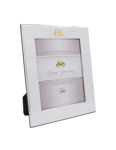 PVD Silver 50th Anniversary Photo Frame 5 x 7 with Rings