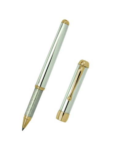 Penna Roller in Argento 925 con Dettagli Placcati Oro