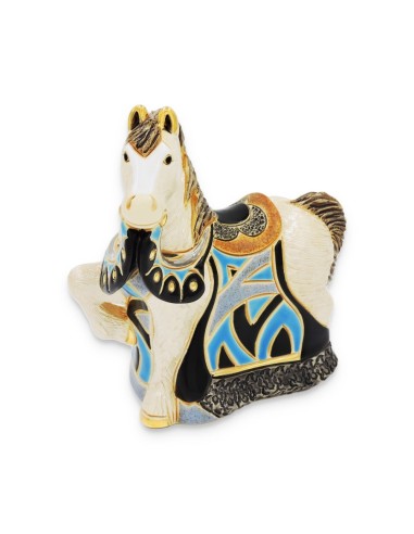 Blue Royal Horse Ceramic Sculpture 