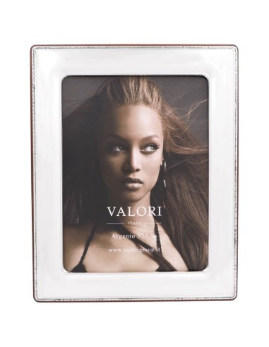 925 Sterling Silver Photo Frame 7 x 9 Marzia Mahogany Back 