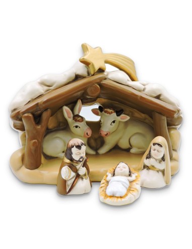 Nativity Hand Painted Ceramic Sculpture by Carraro