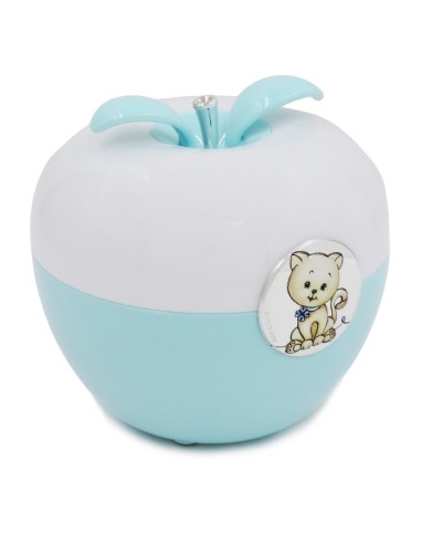 Blue Apple Shaped Table Lamp with Baby Cat