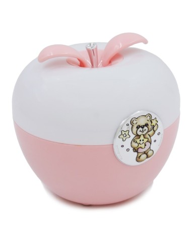 Pink Apple Shaped Table Lamp with Baby Bear