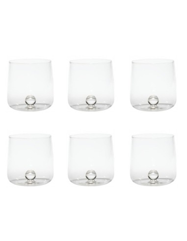 Zafferano Bilia Set 6 Tumbler Glasses In Transparent Borosilicate Glass