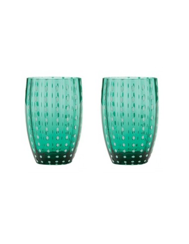 Zafferano Perle Glass Tumbler Green Set of 2 