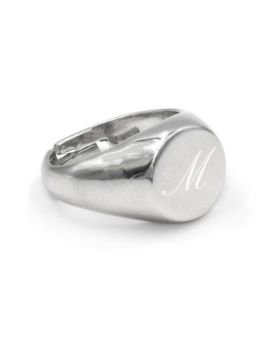 Customizable Sterling Silver Round Shaped Chevalier Ring 