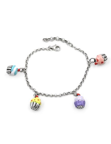 Cupcake Bracelet Enamelled 925 Sterling Silver 