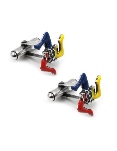 Hand Enamelled Sterling Silver Trinacria Cufflinks 