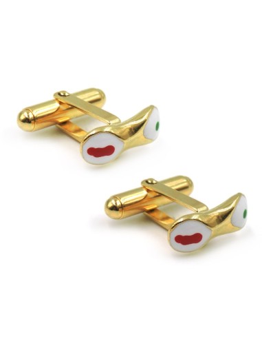 Hand Enamelled Sterling Silver Sicilian Cannolo Cufflinks 