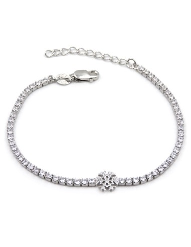 925 Sterling Silver Snowflake Tennis Bracelet 