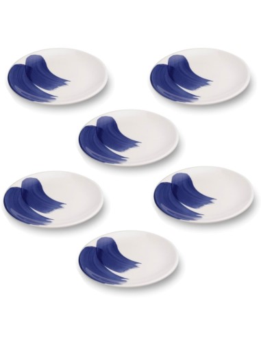 Blue Wave Dessert Plate, 6 Pieces Set Mannaggia Li Pescetti