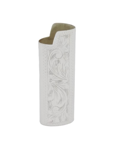 Customizable Sterling Silver Lighter Holder Floral Pattern 