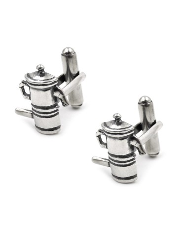 Sterling Silver Neapolitan Coffee Maker Cufflinks 