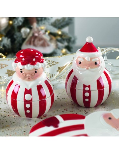 Mr and Mrs Santa Claus Ceramic Jars