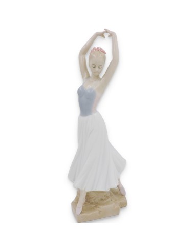 Ballerina Danza Classica con Braccia Alzate Scultura in Porcellana