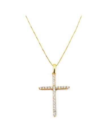 Gold Plated Sterling Silver Cross Pendant Necklace 