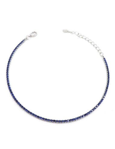 925 Sterling Silver Blue Thin Tennis Bracelet 