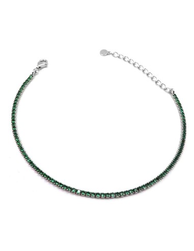 925 Sterling Silver Green Thin Tennis Bracelet 