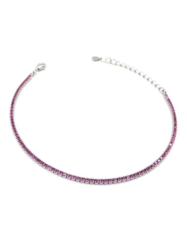 Dünnes Tennisarmband aus 925er Sterlingsilber mit Rosa Zirkonia