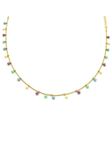 Gold Plated 925 Sterling Silver Necklace with Enamelled Beads