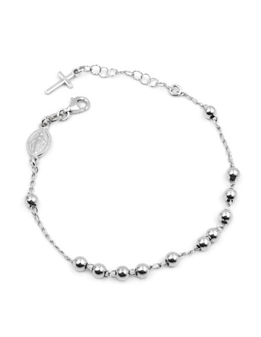 Bracciale Rosario Boules Medie Argento 925 Rodiato 