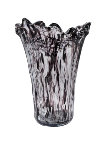 Vaso in Vetro di Murano Bianco Tide Iris Altezza cm 32