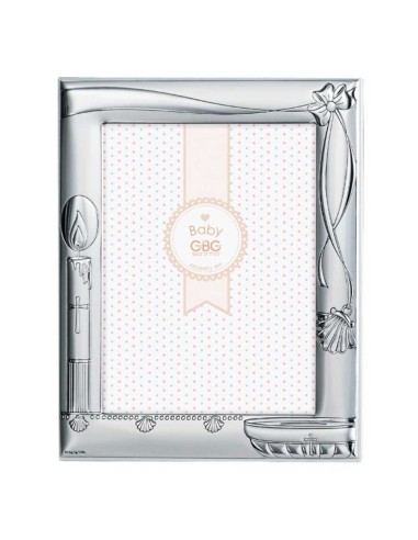 Christening Silver Picture Frame 5 x 7 with Candle Decor