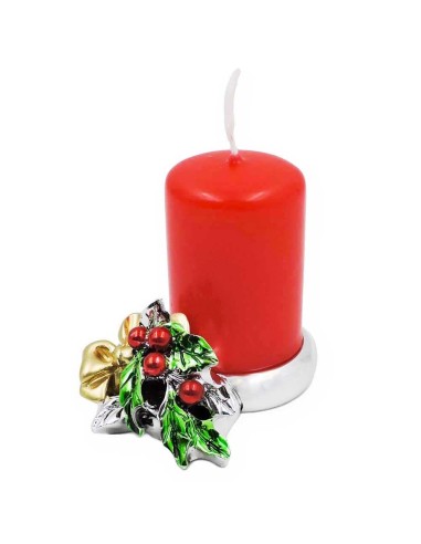 Candle Holder with Mistletoe in Enamelled Silver Resin