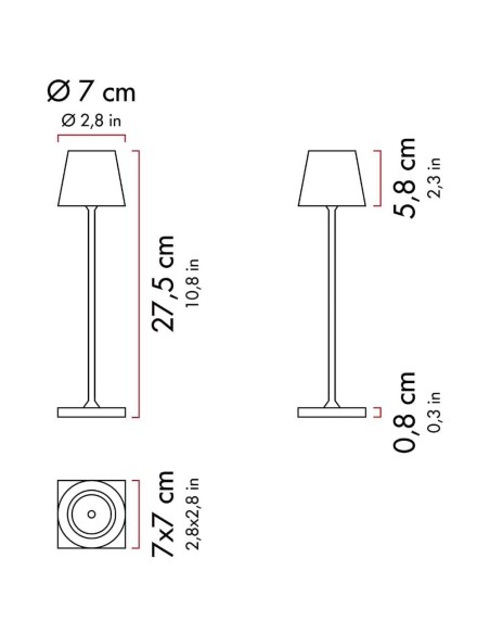 Lampada da tavolo Poldina Pro micro - Rosso di Zafferano