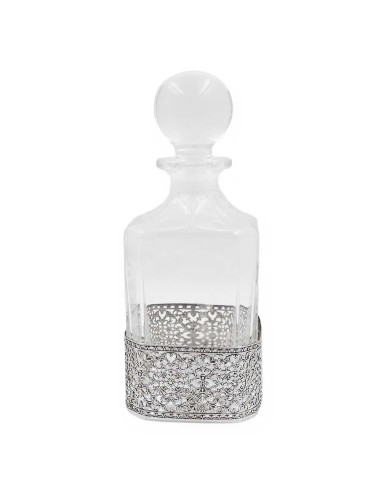 Crystal Whiskey Decanter with Solid Silver Baroque Base