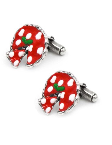 Pizza Cufflinks Hand Enamelled Sterling Silver 