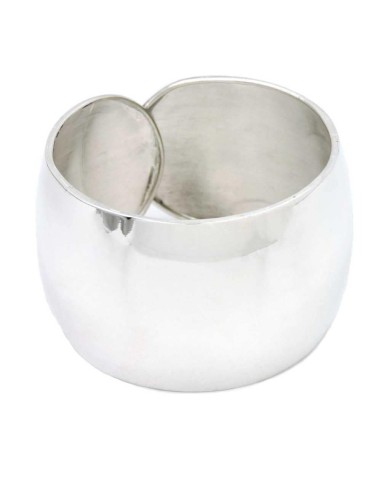 Polished 925 Sterling Silver Domed Cuff Bracelet with Pin Closure