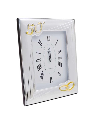 50th Anniversary Table Clock with Engraving Initials Included