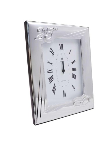 25th Anniversary Table Clock with Engraving Initials Included