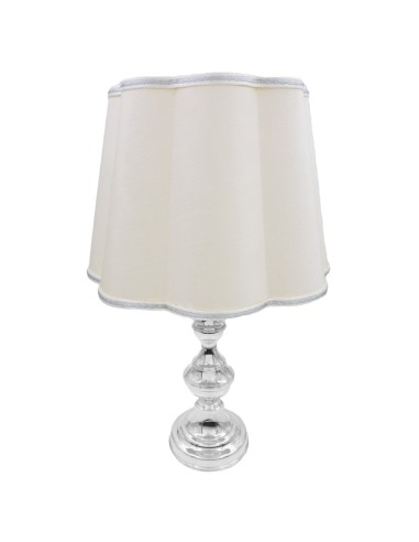 Silver Lamp with Silver Cream Fabric Lampshade