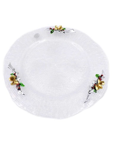 Glass Dessert Plate with Mistletoe