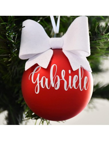 Red Blown Glass Christmas Tree Ball Customizable with Name