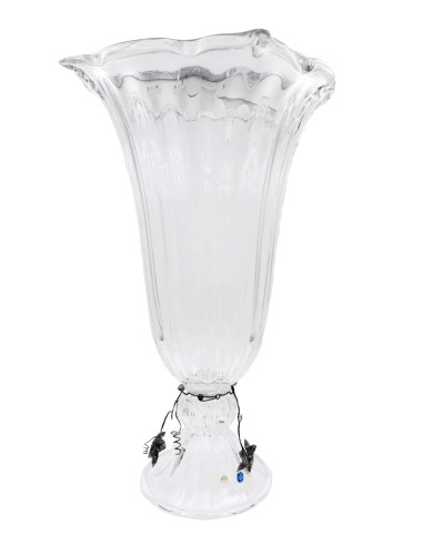 Crystal Vase with 925 Sterling Silver Vine Leaves