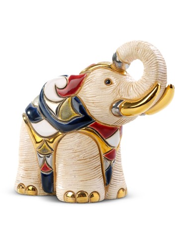 Elefante Bianco Baby Scultura in Ceramica 