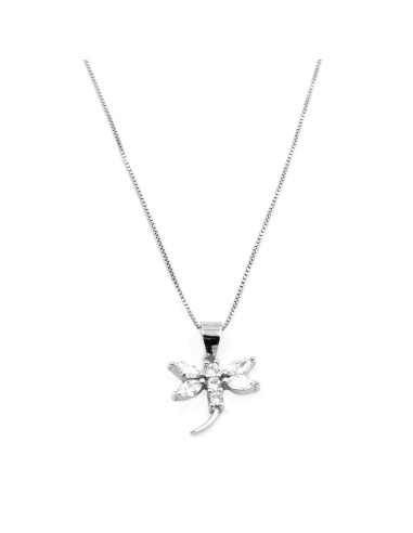 Collana con Ciondolo Libellula in Argento 925 e Zirconi Bianchi