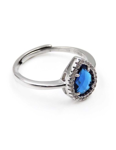 Anello in Argento con Pietra Blu Taglio Goccia