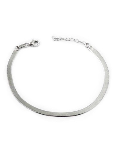 Bracciale Snake Piattina in Argento Sterling 925 Rodiato