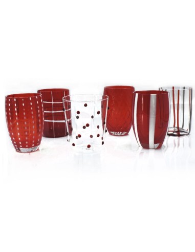 Zafferano Melting Pot Rot Set mit 6 Glasbechern