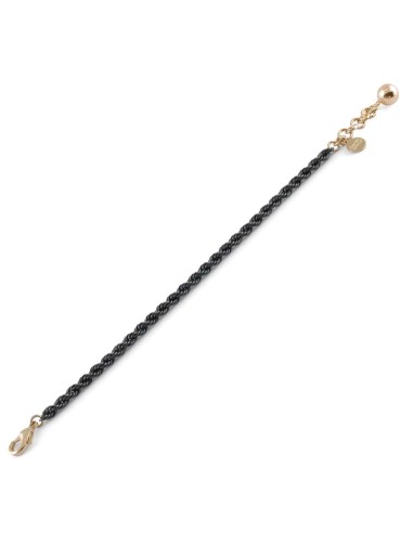 Ruthenium Plated Bronze Rope Bracelet Korda Black