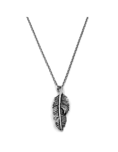 Sterling Silver Feather Pendant Necklace 